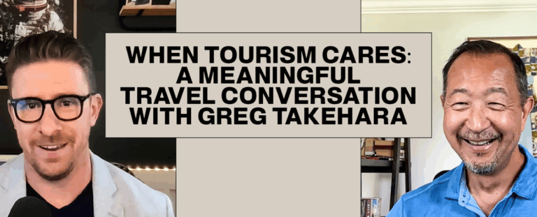 Clay Coomer, left, and Greg Takehara, right, talk about meaningful travel and much more on a travel podcast.